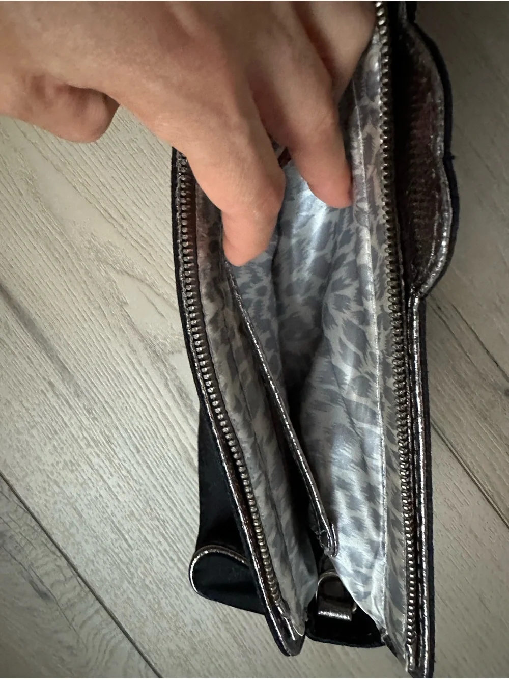 Guess Black Clutch with Rhinestone Heart Accent